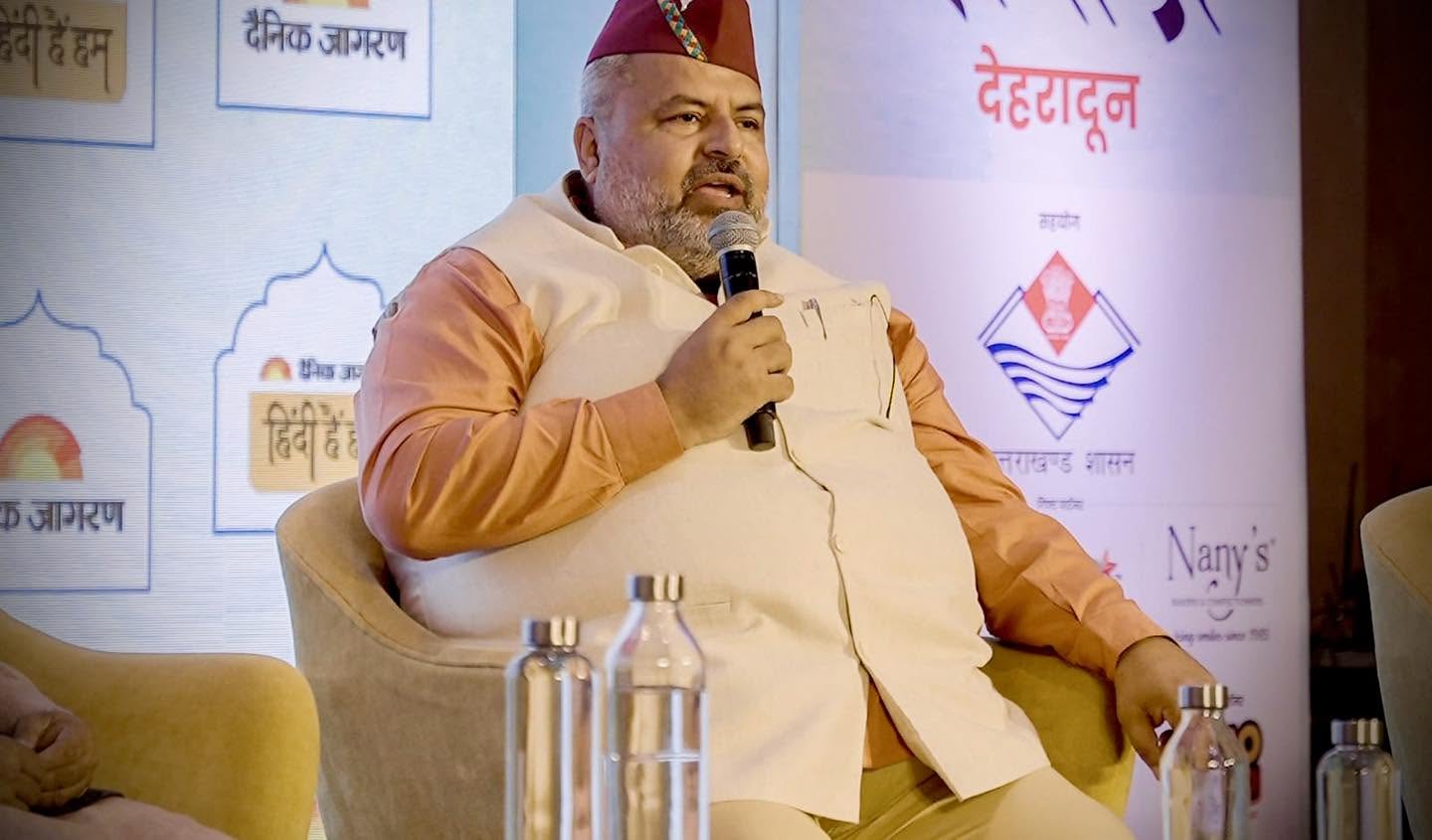 Manu Gaur speaking at the Dainik Jagran Samvadi panel in Dehradun